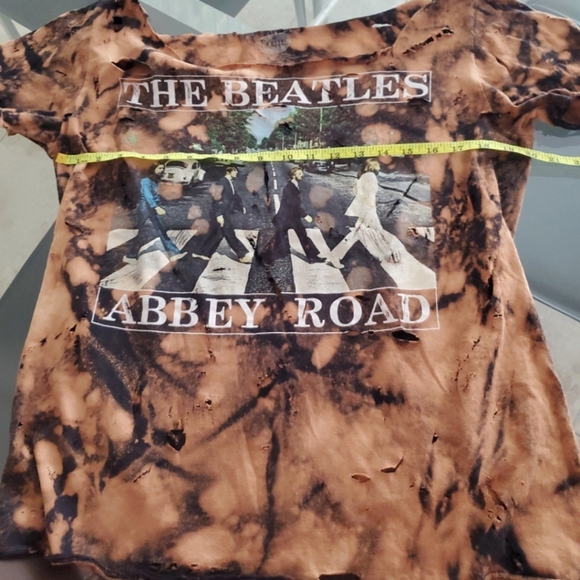 The Beatles Abbey Road distressed off shoulder brown tie Dyed tshirt - Picture 5 of 6